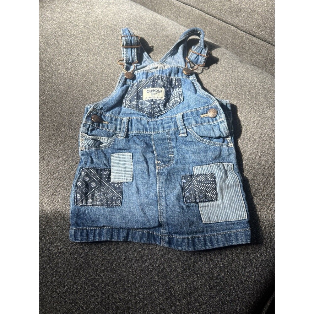 Oshkosh Girls Denim Overall Dress Size 3T Adjustable Straps‎